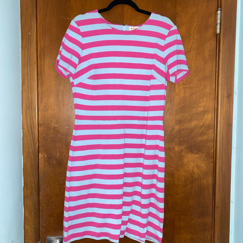 Brooks Brothers Red Fleece Pink and Light Blue Striped Dress